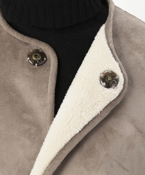 「LE GLAZIK」 ノーカラーコート 36 ベージュ レディース_画像9