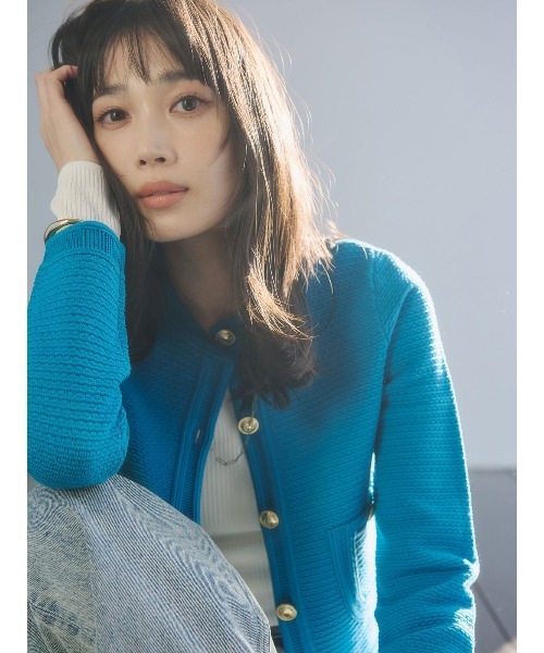 ジャケット ノーカラージャケット 「ZOZO限定カラー」ノーカラーラーベンニットジャケット レディースの画像