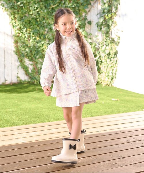 長靴 レインブーツ リボン付バイカラーレインブーツ「子供服」「キッズ