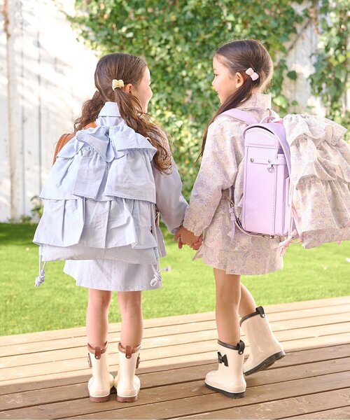 長靴 レインブーツ リボン付バイカラーレインブーツ「子供服」「キッズ