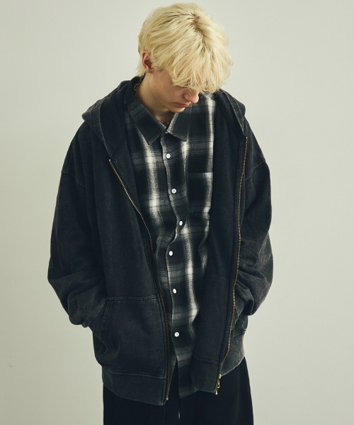 「Shoowtime」 ジップアップパーカー LARGE グレー メンズ_画像5