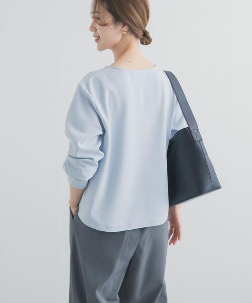 【ライトブルー】『UR TECH』スリットネックプルオーバー URBAN RESEARCH DOORS（アーバンリサーチドアーズ） ブラウス シャツ