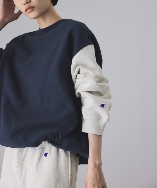 「Champion」 スウェットカットソー FREE ネイビー レディースの画像