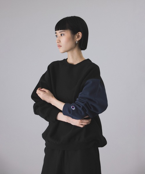 「Champion」 スウェットカットソー FREE ネイビー レディースの画像
