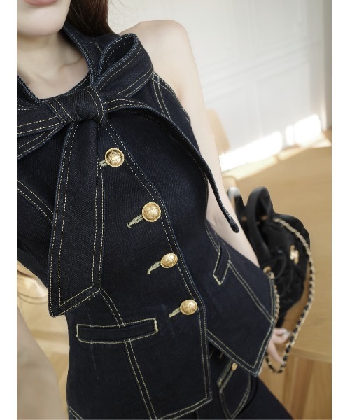 ダーリッチDDボタンリボンデニムトップス 新品 DDボタンリボンデニムトップス – Darich