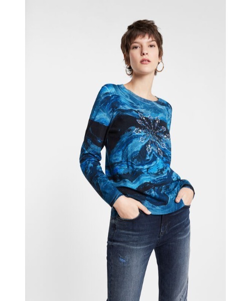 「Desigual」 長袖ニット X-LARGE ブルー レディース_画像7