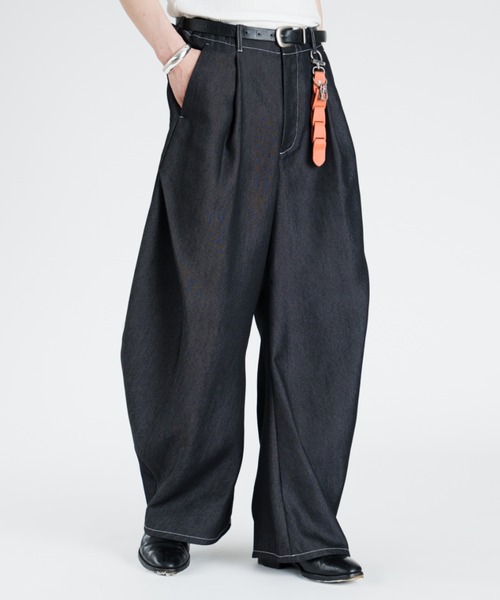 SINSS ワイドパンツ ジーンズ Side tuck curve denim / サイドタック