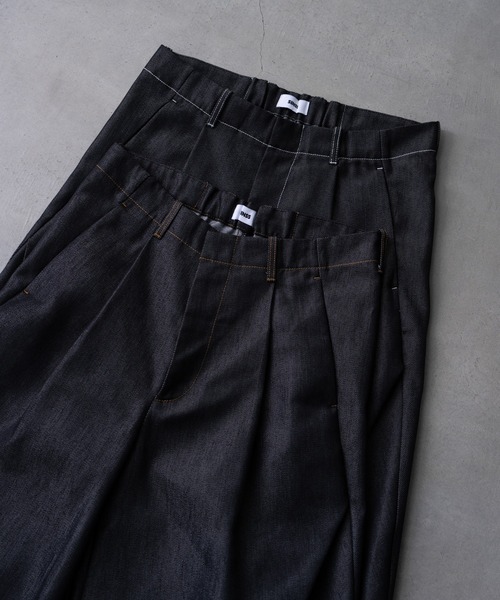SINSS ワイドパンツ ジーンズ Side tuck curve denim / サイドタック