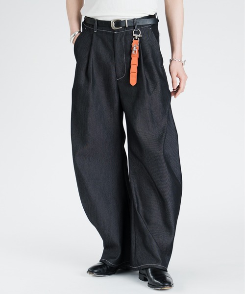 SINSS ワイドパンツ ジーンズ Side tuck curve denim / サイドタック