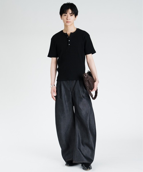 Side tuck curve denim / サイドタックカーブデニム SINSS ワイドパンツ ジーンズ Side tuck curve denim / サイドタック