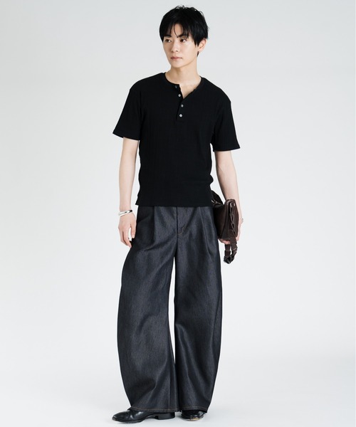 【即日配送◎】SINSS サイドタックカーブデニム ブラック Mサイズ SINSS ワイドパンツ ジーンズ Side tuck curve denim / サイドタック