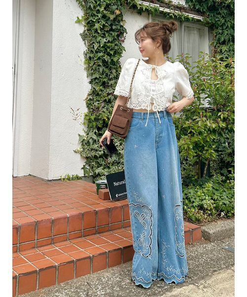 ジャケット ノーカラージャケット カットワークパネルレースジャケット レディースの画像