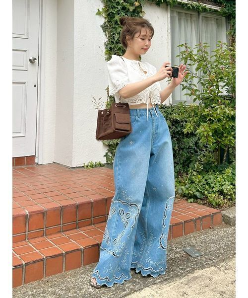 ジャケット ノーカラージャケット カットワークパネルレースジャケット レディースの画像