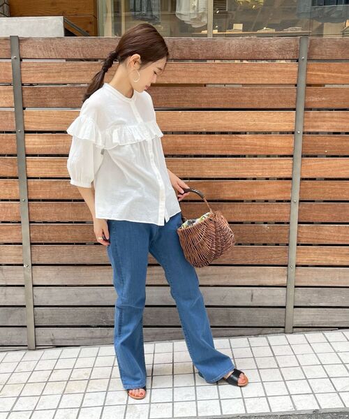 「fredy emue」 7分袖ブラウス 38 オフホワイト レディース_画像6
