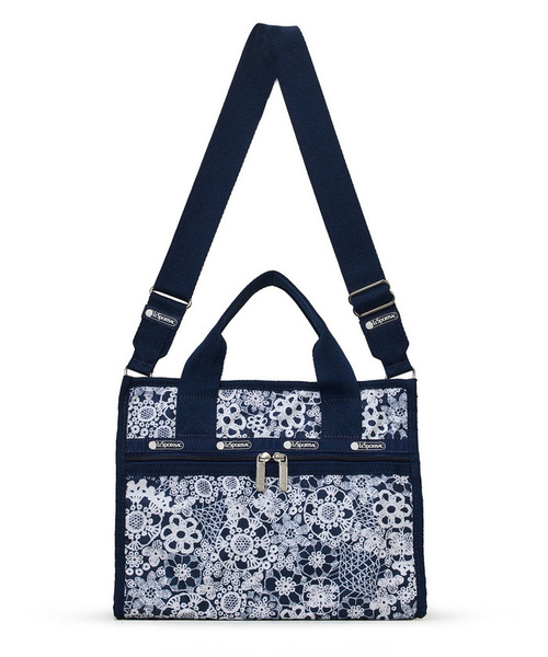 トートバッグ LARGE E/W TH TOTE フローラルレースネイビー レディースの画像