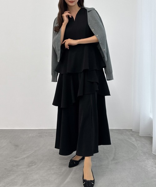 「CENEA」 ノースリーブワンピース X-LARGE チャコール レディース_画像5