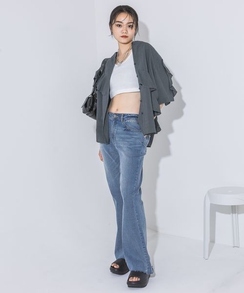 「JEANASIS」 半袖ブラウス FREE ホワイト レディース_画像7