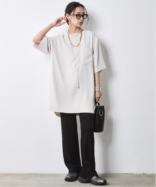「CHIC STYLE」 半袖チュニック 3L ブラック レディース_画像4