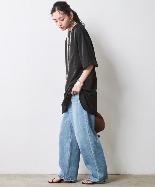 「CHIC STYLE」 半袖チュニック 3L ブラック レディース_画像8