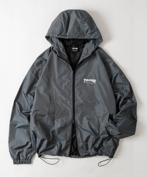THRASHER ナイロンジャケット プルオーバー ドローコード付き THRASHER（スラッシャー） ナイロンジャケット 「at」「THRASHER