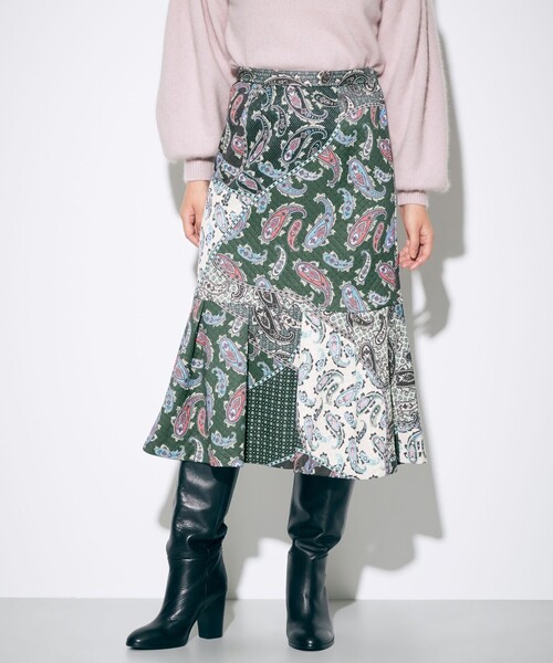 GRACE CONTINENTAL スカート キルトペイズリープリントスカート