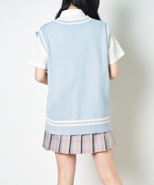 WEGO ベスト ジレ WEGO/「25年春夏新色」ラインスクールニット