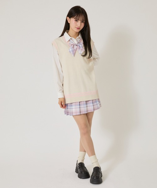 WEGO ベスト ジレ WEGO/「25年春夏新色」ラインスクールニット