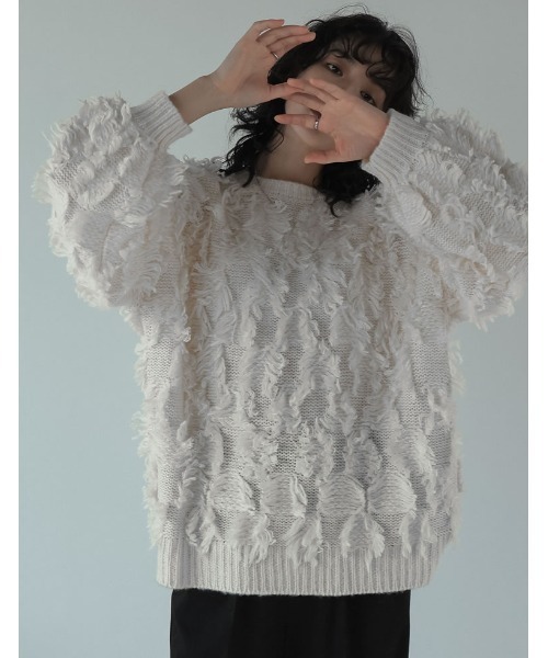 タグなし新品◯theory フリンジ アシンメトリーニット アイボリー S fifth アシンメトリービーズフリルニット | 人気レディース