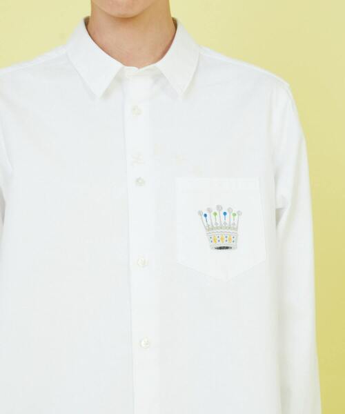 24SS完売品 FRAPBOIS クラウンシャツ 刺繍 日本製 白 FRAPBOIS