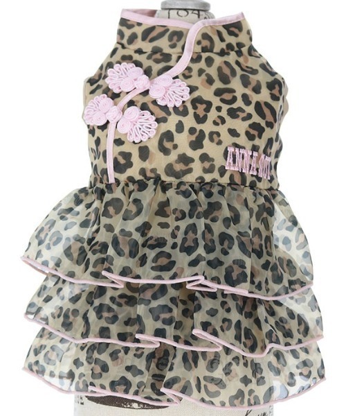新品 タグ付 ANNA SUI アナスイ チャイナ風 ドレス ワンピース レトロ ANNA SUI 犬 服 SUI/ヒョウ柄チャイナワンピース : ZOZOTOWN