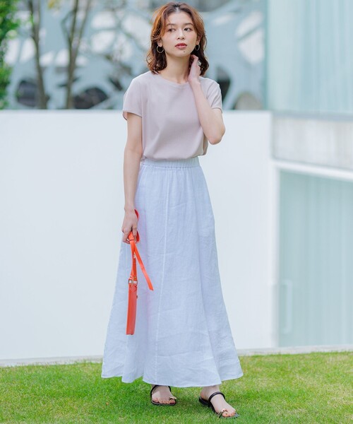 美品 24SS 23区 LIBECOリネンフレアスカート 大きいサイズ44 23区 スカート 「洗える」LIBECOリネン フレアスカート