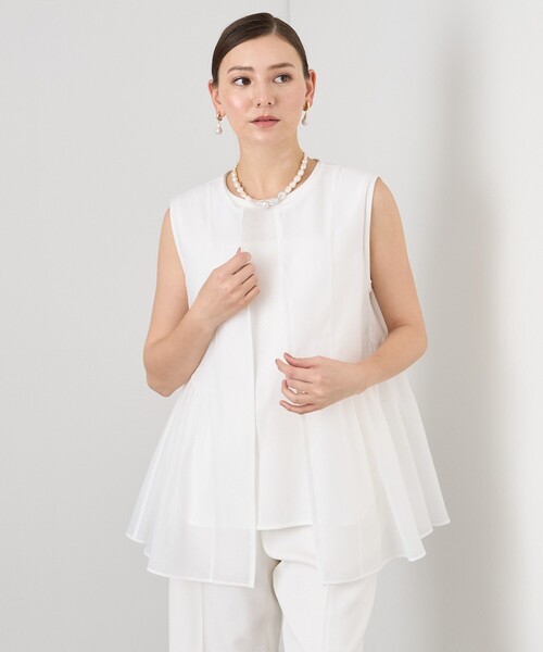 新品タグ付き　ANAYI　アナイ　オーガンペプラムギャザージレ　ネイビー　36 オーガンペプラムギャザージレ|ANAYI OFFICIAL ONLINE STORE