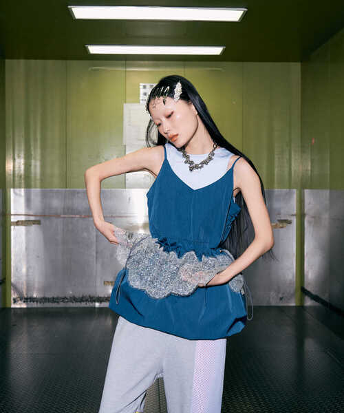 THE GOODLAND MARKET / cwtch/RE-MULTI LACE DRESS/キャミワンピース/one/ナイロン/BLU/MT45-26C010 THE GOODLAND MARKET ワンピース cwtch RE-MULTI LACE DRESS