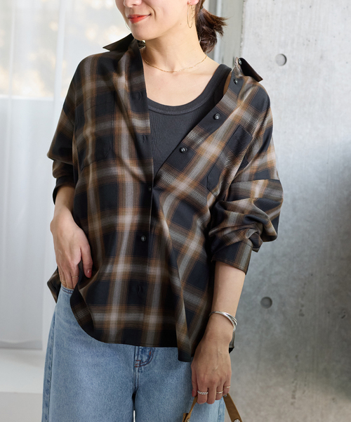 JOURNAL STANDARD シャツ ブラウス ソフトチェッククロスシャツ