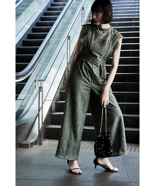 etoll.（エトル） パンツドレス ペイズリーレースオールインワンパンツ