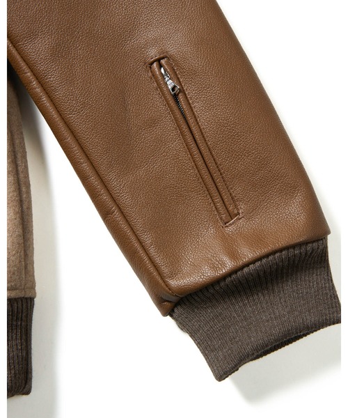 SOPHNET.（ソフネット） スタジャン LEATHER SLEEVE VARSITY JACKET