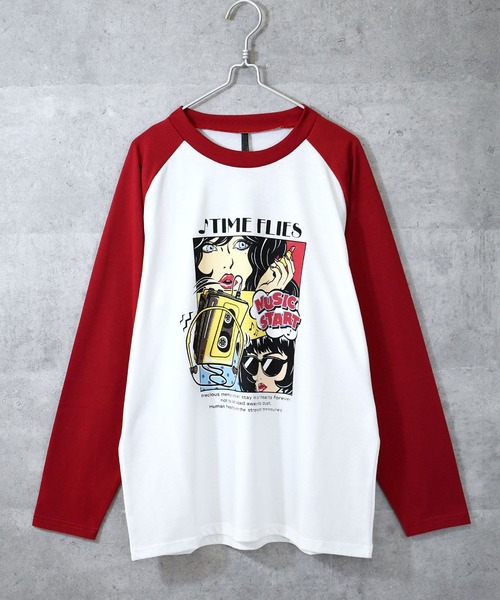 Anytime Songs tシャツ oversize raglan sleeve print long T