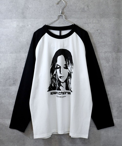 Anytime Songs tシャツ oversize raglan sleeve print long T