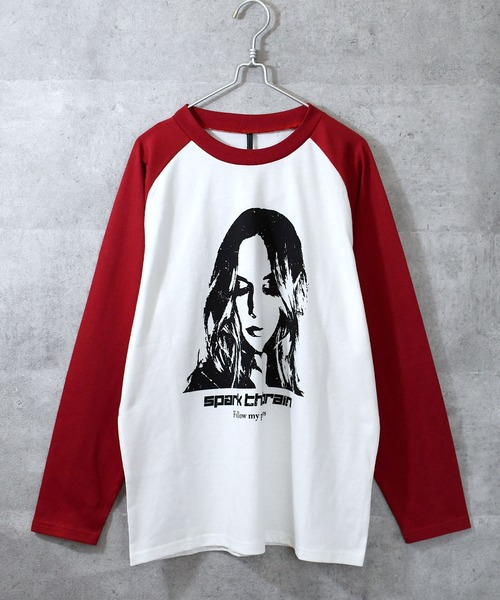 トップス Raglan Long Sleeved t shirt Starting Over tシャツ oversize raglan sleeve print long T