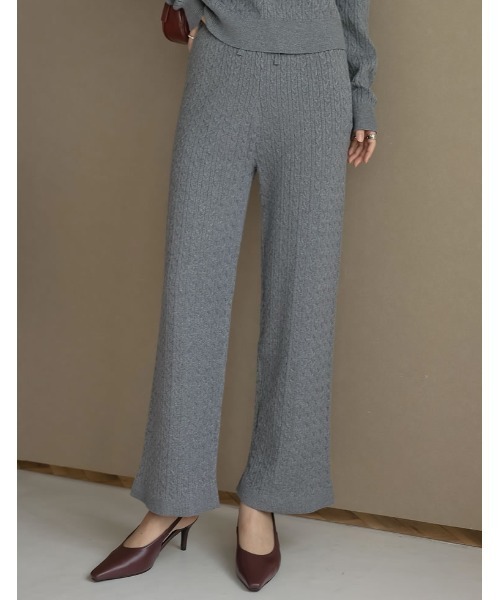 Re:EDIT（リエディ） パンツ 「低身長サイズ有」ケーブルニットパンツ