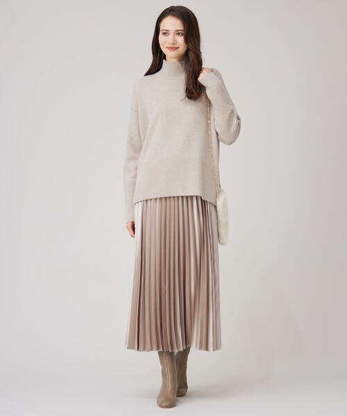 完売　自由区 S　ウールカシミヤブレンド スタンドネックニット　サイズ32 自由区（ジユウク） ニット セーター ウールカシミヤブレンドラメ
