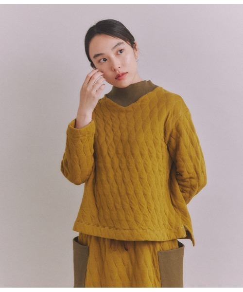 Military Quilted Jacquardリブボトルネック プルオーバー レディース SIPULI Military Quilted Jacquardリブボトルネック プル