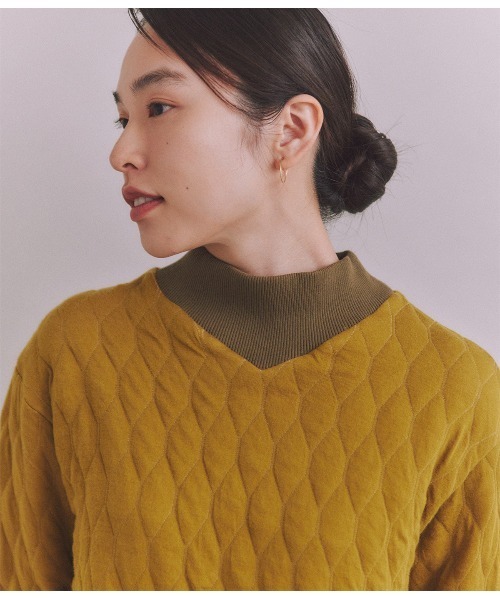 Military Quilted Jacquardリブボトルネック プルオーバー レディース SIPULI Military Quilted Jacquardリブボトルネック プル