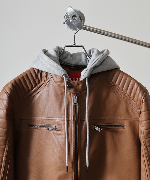GUESS（ゲス） ブルゾン アウター GUESS DAVID HOODED PU PUジャケット