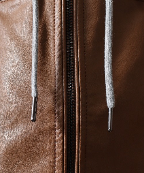GUESS（ゲス） ブルゾン アウター GUESS DAVID HOODED PU PUジャケット