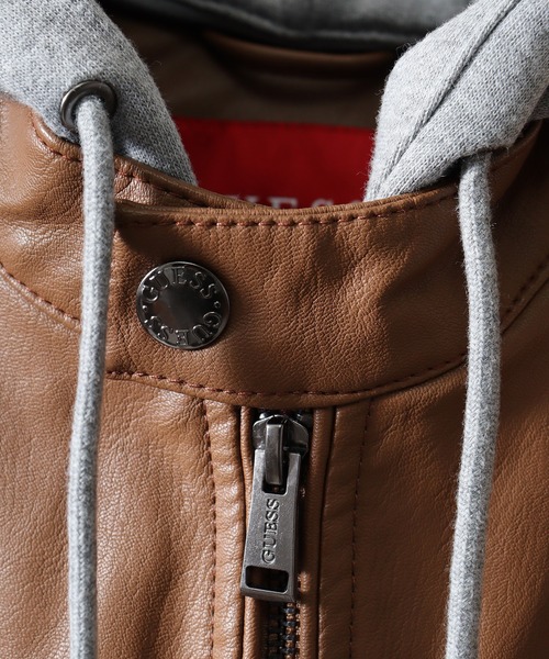 GUESS（ゲス） ブルゾン アウター GUESS DAVID HOODED PU PUジャケット