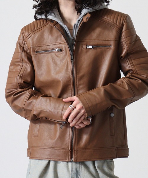 GUESS（ゲス） ブルゾン アウター GUESS DAVID HOODED PU PUジャケット