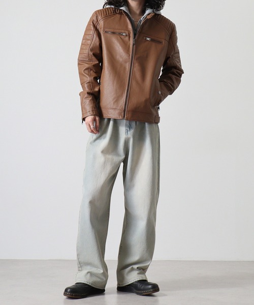 GUESS（ゲス） ブルゾン アウター GUESS DAVID HOODED PU PUジャケット