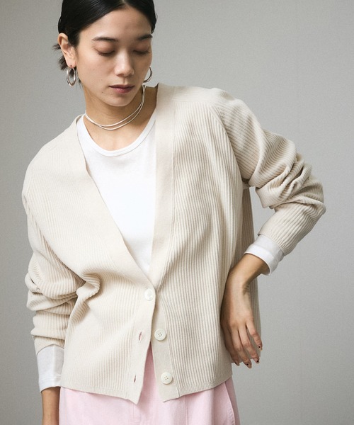 SALON adam et ropéカーディガン-CreamyCotton SALON adam et rope' カーディガン Vネックカーディガン