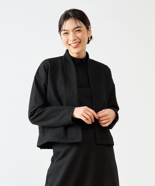 メルローズ＊ノーカラーロングコート＊新品27,300円 タフタノーカラーロングコート/洗える(ノーカラーコート) | MK MICHEL